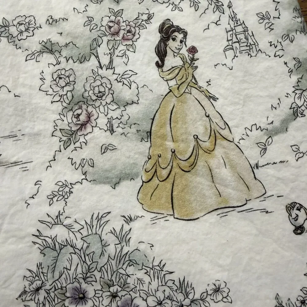 Pottery Barn Kids Disney Princess Heritage Full Flat Sheet Organic Cotton READ